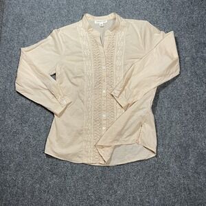 Coldwater Creek Long Sleeved Pintuck Lace Top Tunic P Med Romantic soft girl